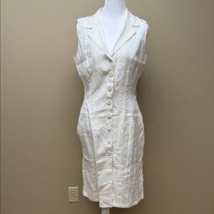 Elegant White Sleeveless Midi‎ Dress